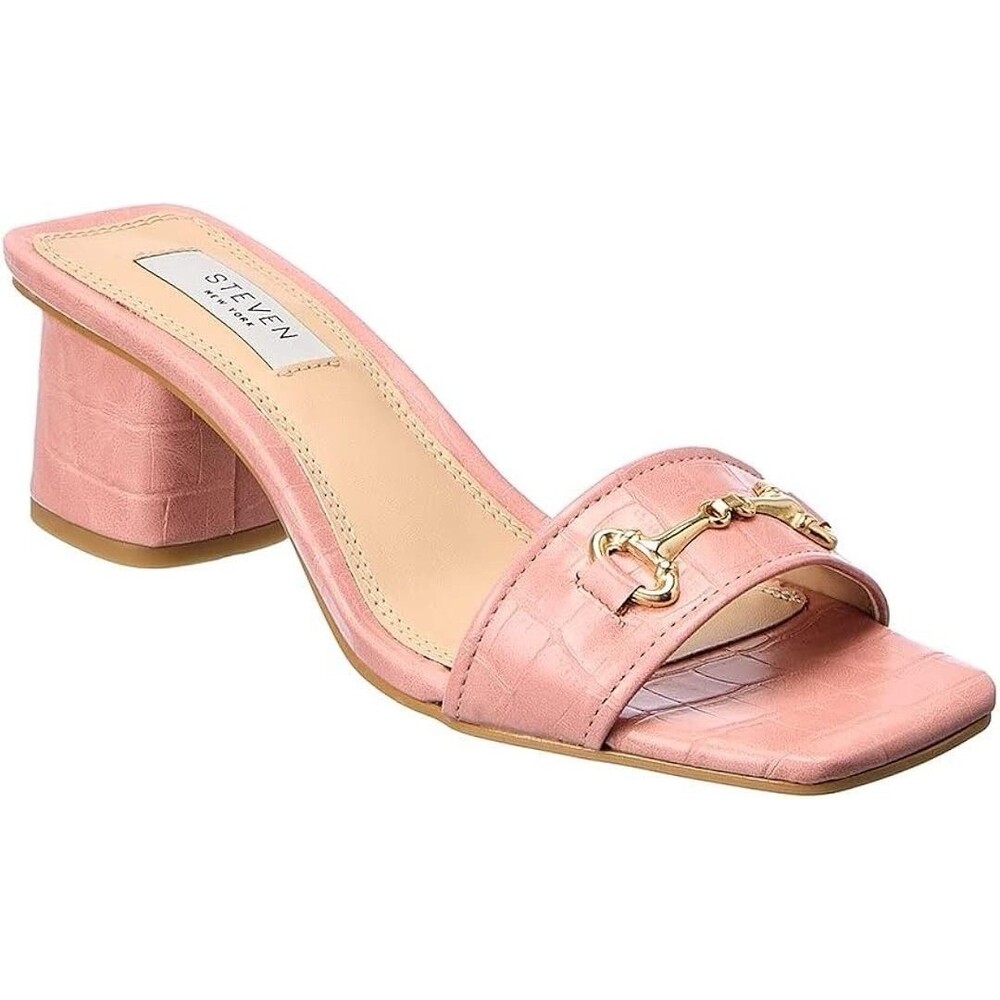 Steven Sandals Women’s Size 8 Pink Croc Gold Horse‎ Bit Slip On
